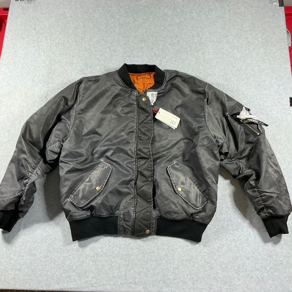 Urban Outfitters BDG Other - Urban Outfitters BDG Reversible Bomber Jacket Faded Black Orange Men M